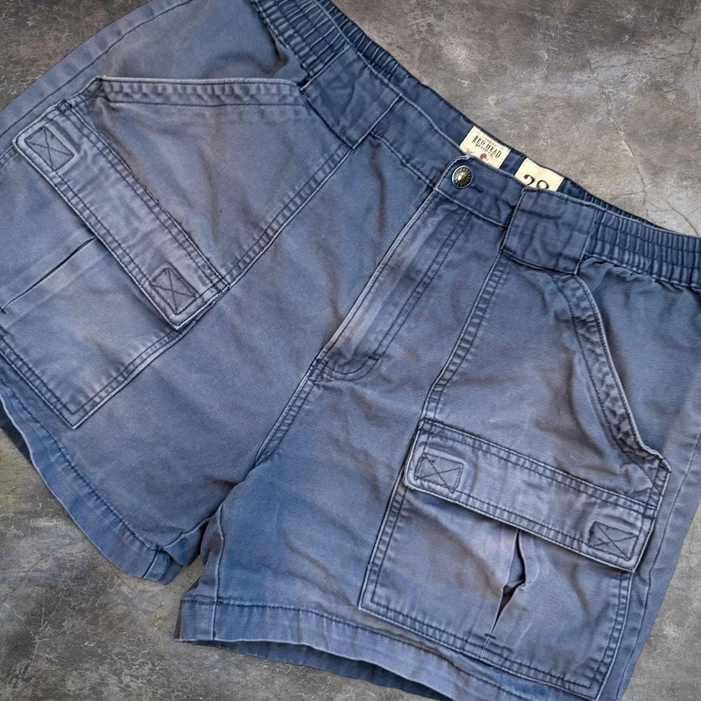 RedHead Faded Distressed Navy Blue Cargo Shorts Men's 37 Workwear Grunge Y2K